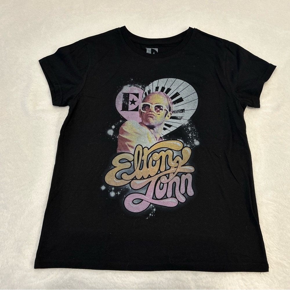 Elton John Black Graphic Women's Tee